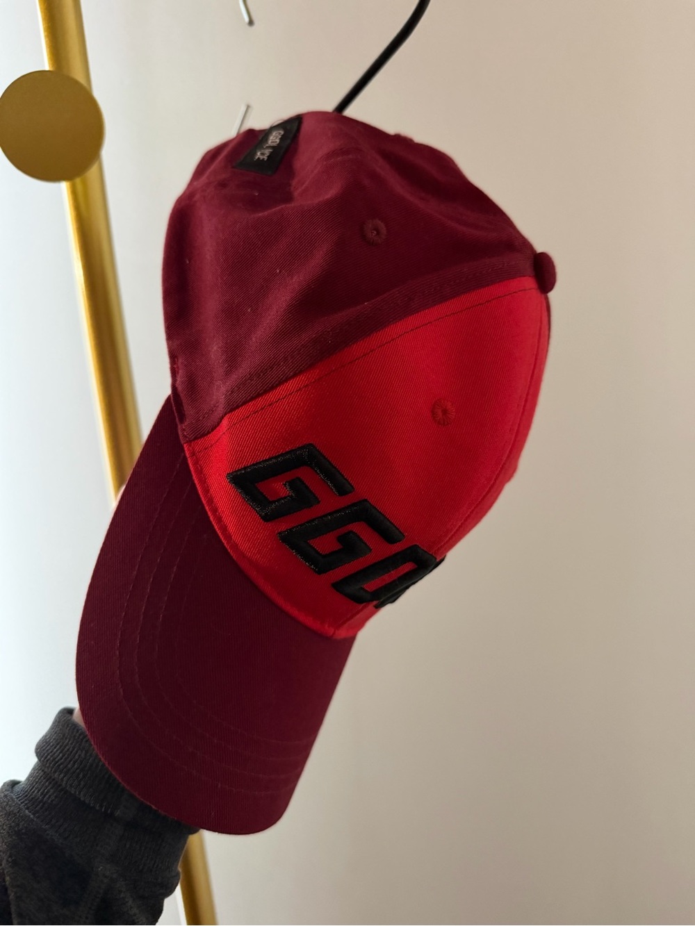 Golden Goose Two-Tone Red Baseball Cap with Black Embroidered Logo